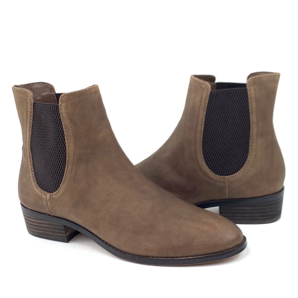 Karl Lagerfeld Paris Mirla Leather Ankle Boot, Tan Brown, Size 6.5
